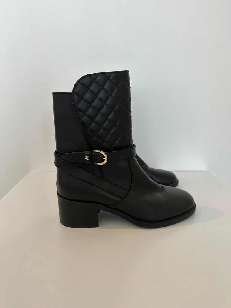 Chanel Calfskin Quilted CC boots