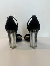 Louis Vuitton Black Suede Crystal Flower Black Heel