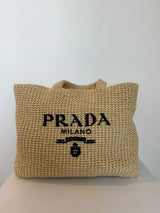 Prada Raffia Tote Bag