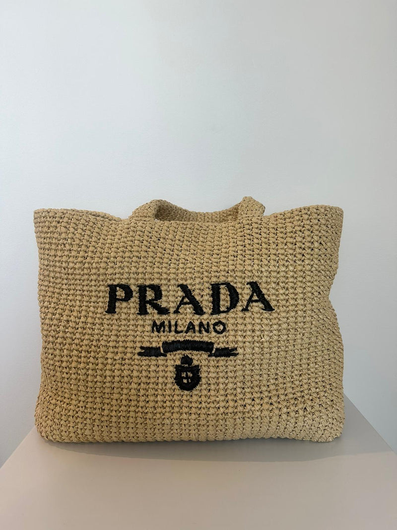 Prada Raffia Tote Bag