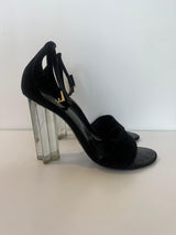 Louis Vuitton Black Suede Crystal Flower Black Heel