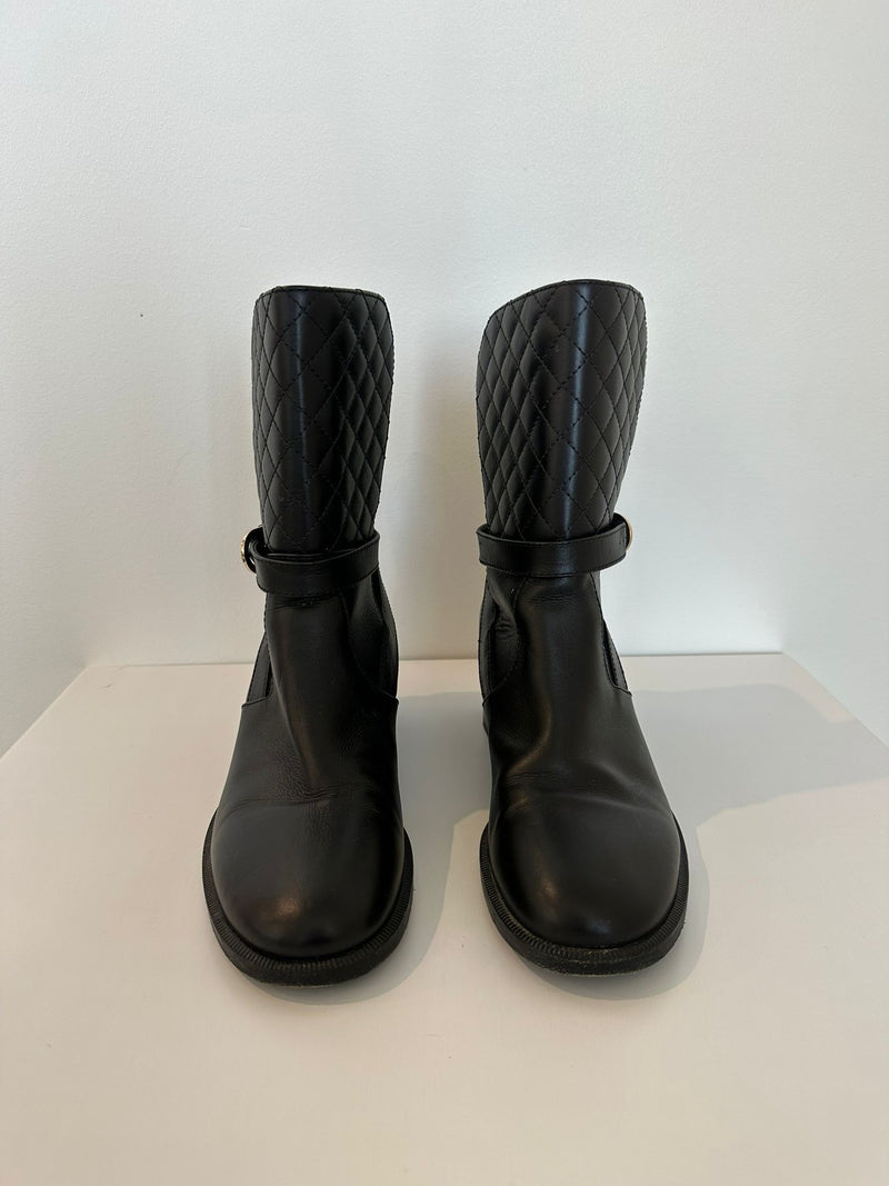 Chanel Calfskin Quilted CC boots